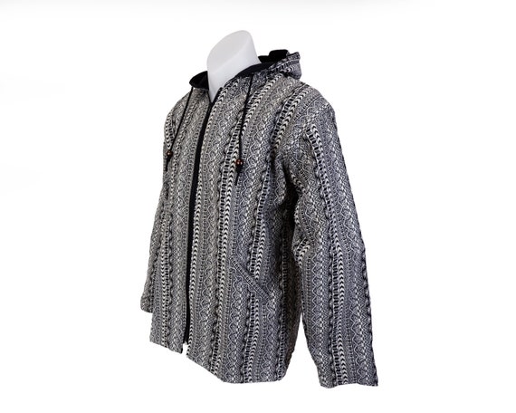 Black White Full Zip Hoodie Sweatshirt Zip up Hoodie Hippie