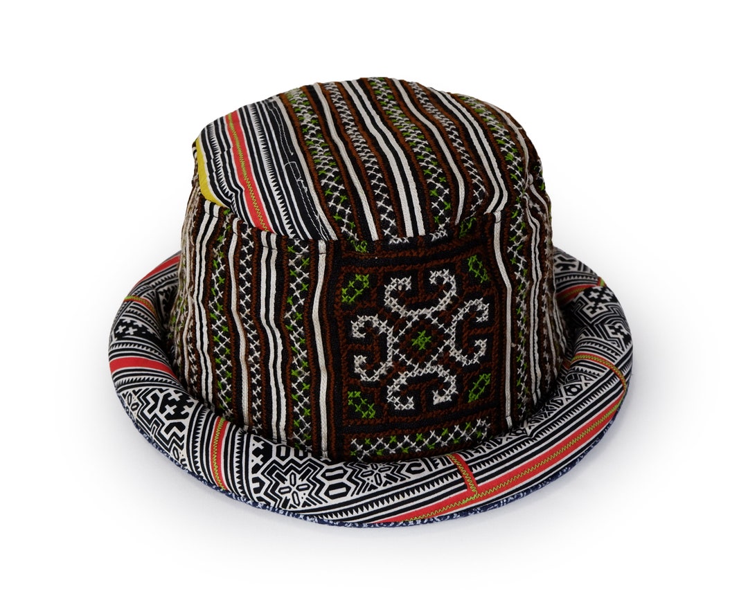 Mens Hippie Bucket Hat, Upcycled Bucket Hat Vintage Fabric, Funky