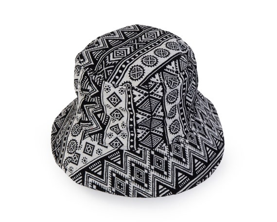 Fishing Hat Black & White Aztec Print, Hippie Boho Bucket Hat, Unisex Sun  Hat, Brimmed Hat, Beach Hat, Eimer Hut, Femme Chapeau De Seau 