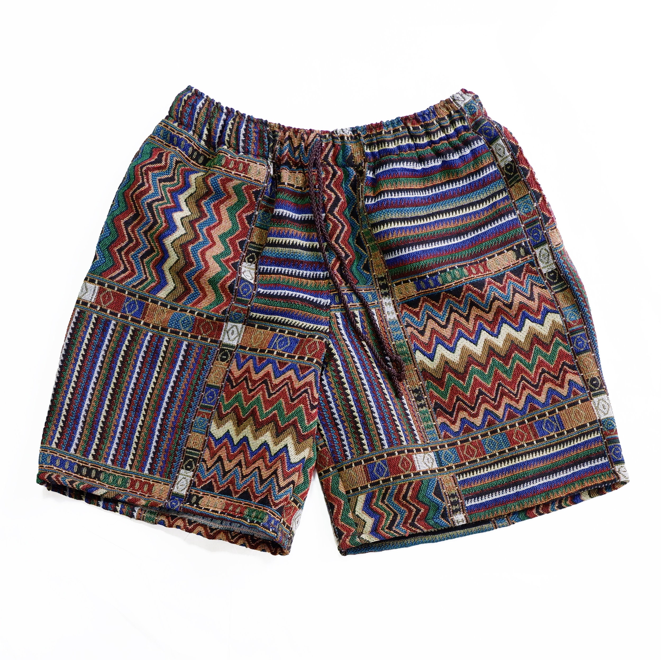 Earthy Vibes Men's Tribal Shorts - Elastic & Drawstring - Sizes S