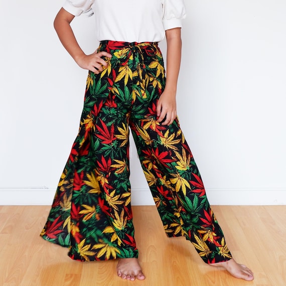 Pantaloni Donna Vivicastle Boho Hippie A Gamba Larga Svasati - Multicolore, Taglia L