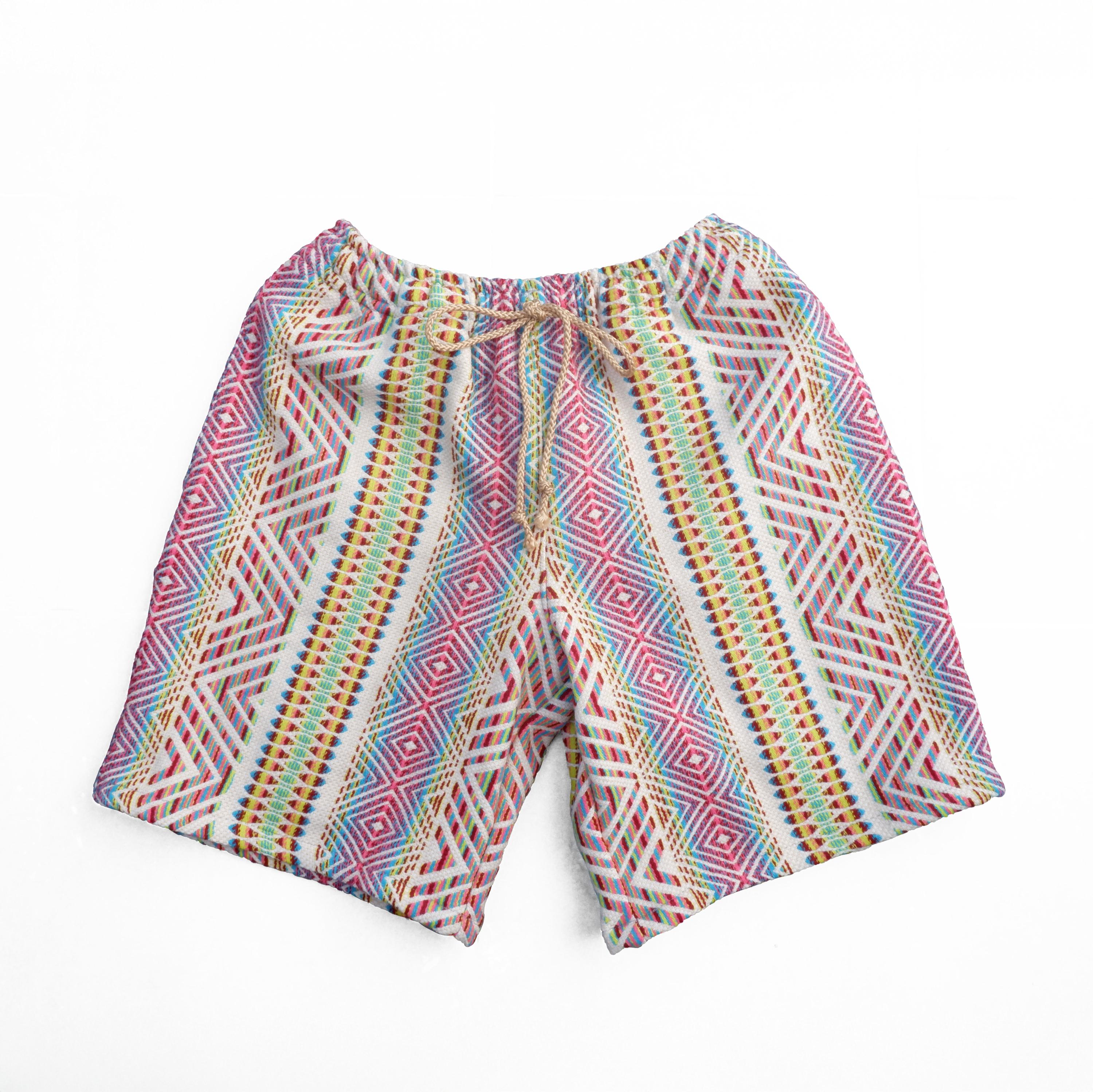 Regular Fit Men’s Tribal Pattern Drawstring Shorts - Geometric Print Elastic Waist Shorts