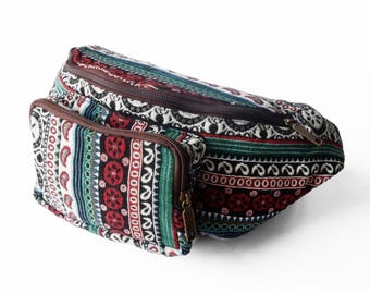 Bohemian Woven Fanny Pack, Adjustable Crossbody Bag for Travel & Festivals