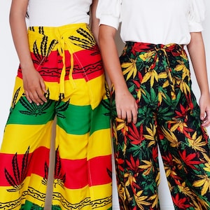 Rasta Wrap Pants: Vibrant Hippie Festival Rayon Trousers