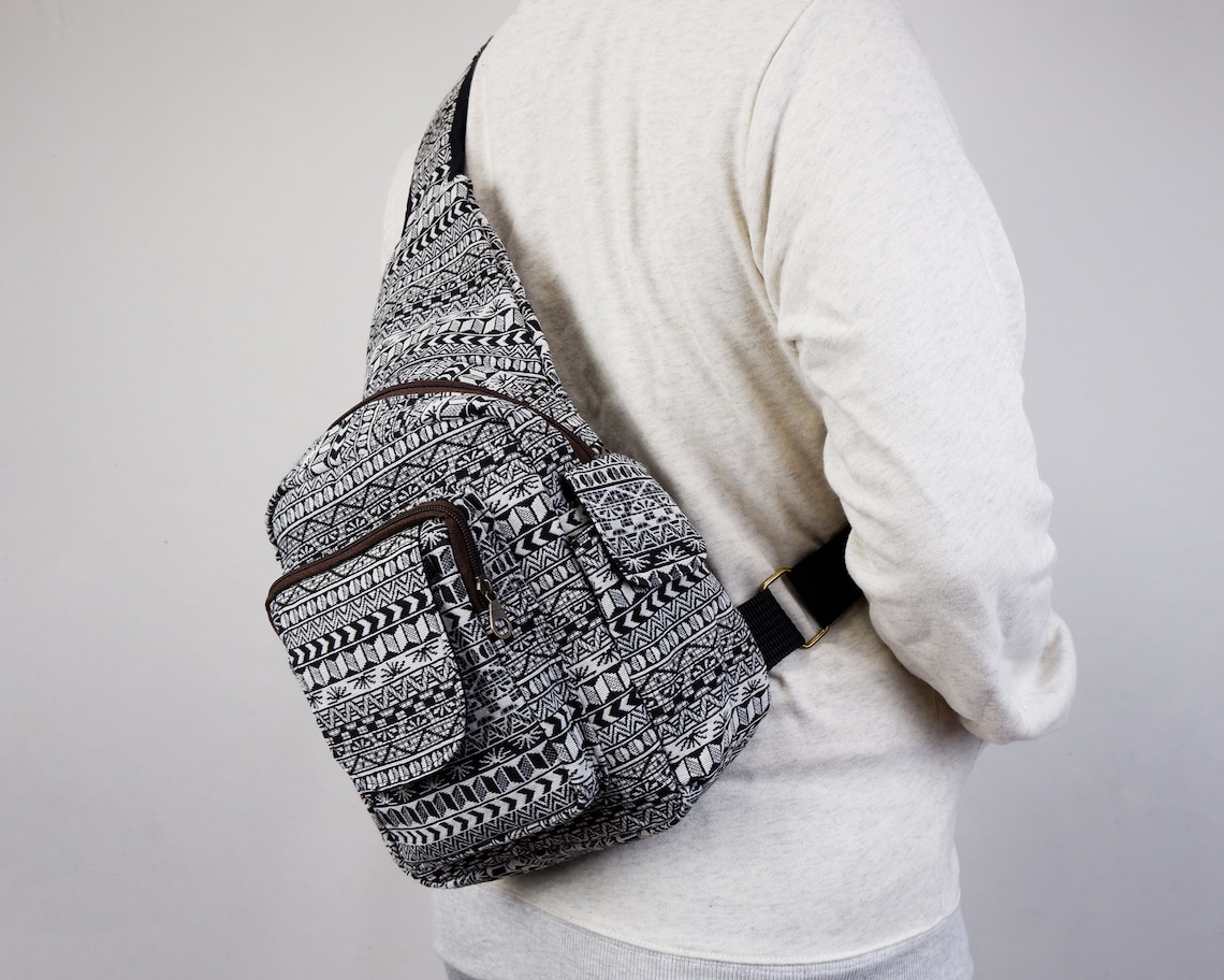 Unisex Sling bag Ethnic Crossbody Native fabric Vegan Etsy