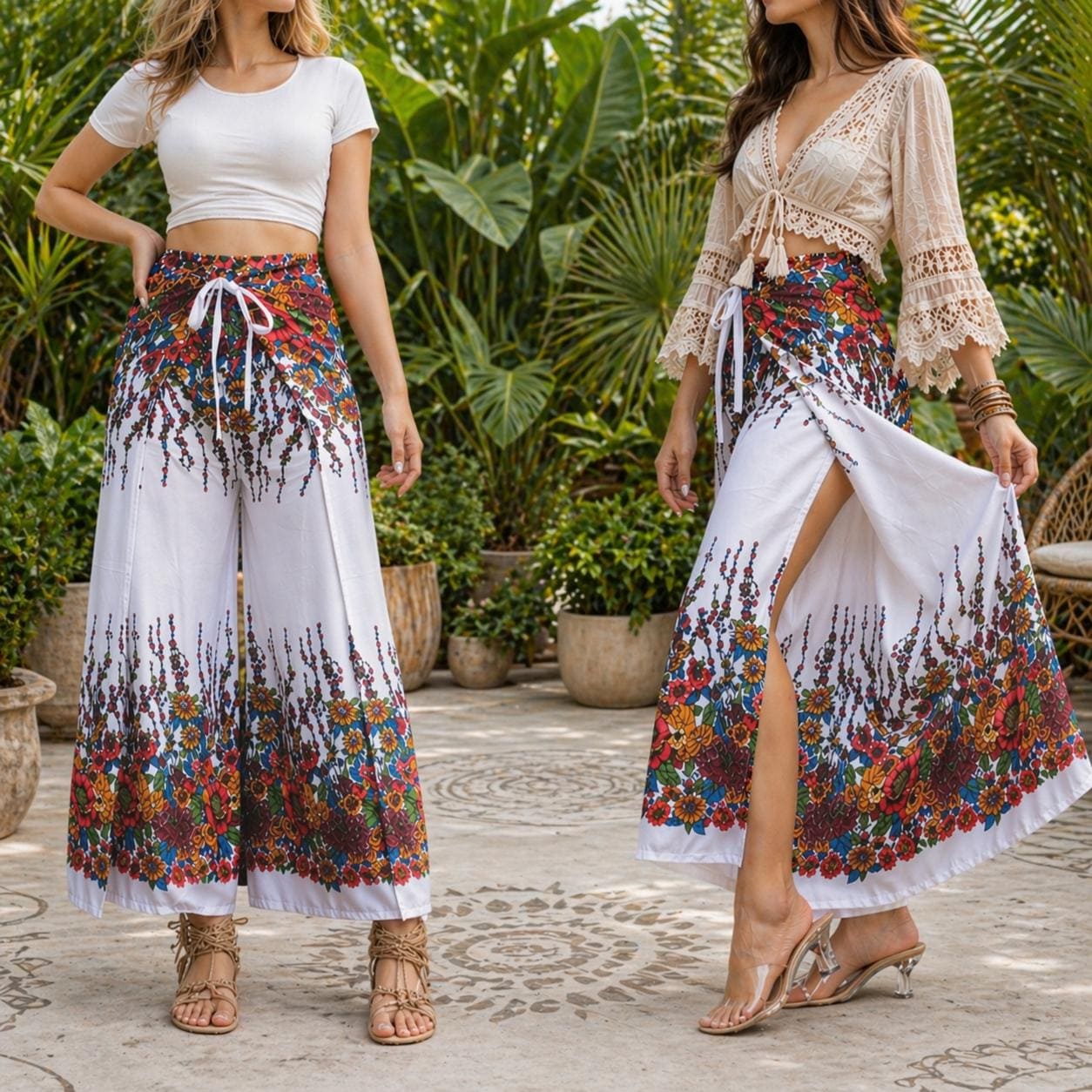 Floral Print Boho Wrap Pants: Rayon Hippie Trousers - Etsy