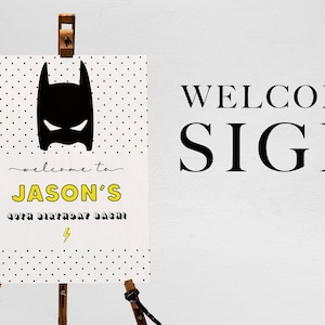 Black Mask Superhero Welcome Sign Poster - 18x24 Large modern design