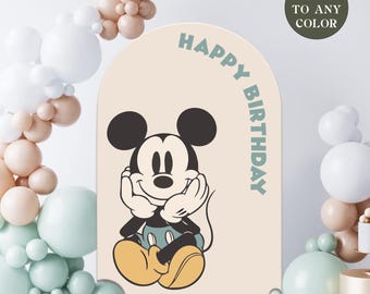 Mickey Mouse Birthday Backdrop: Retro Party Decor (Digital Download)