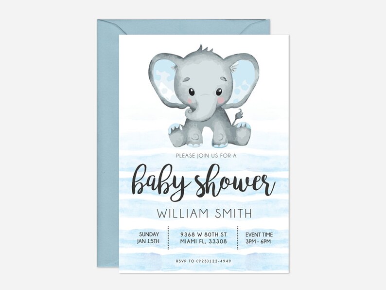 Baby Shower Elephant Invitation Etsy