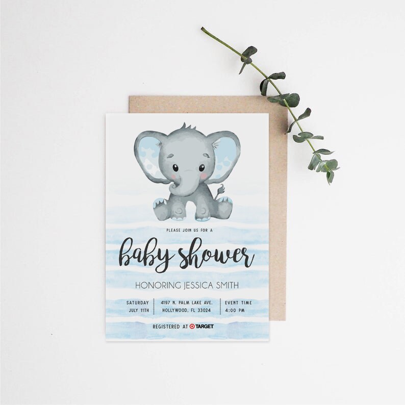 Baby Shower Elephant Invitation Etsy