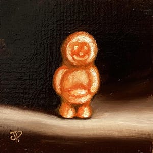 Little orange jelly baby Original still life Oil Painting, by Jane Palmer Art Framed contemporary Realism artwork candy sweets