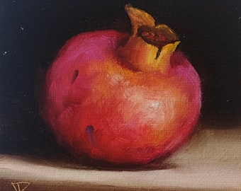 Little Pomegranate Original still life  Oil Painting, by Jane Palmer Art Framed contemporary Realism artwork