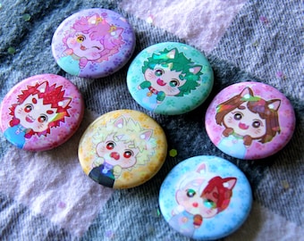 Hero Kitty 1.5 Inch Holo Cracked Ice Buttons
