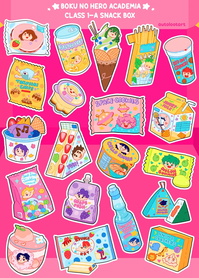 BNHA Class 1 A Snack  Box  Kiss Cut Sticker Sheet Etsy