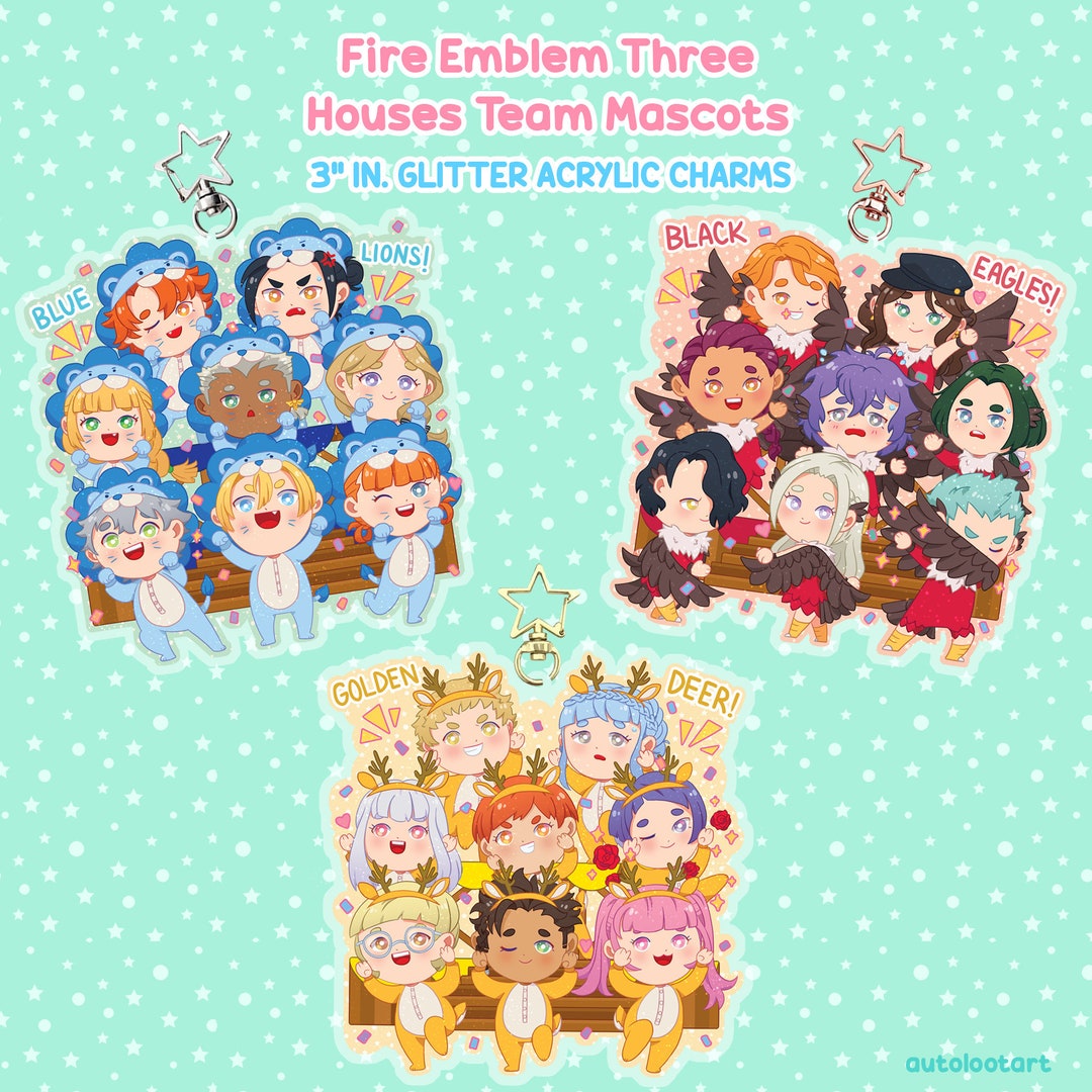 Fire Emblem Three Houses Team Mascots Glitter Charms Blue Lions/ Black Eagles/ Golden Deer Etsy