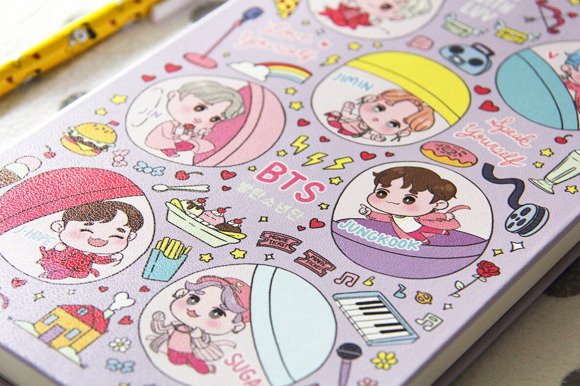 BTS Boy With Luv! Leather Notebook / Sketchbook 2.0: Dotted Paper / 190 ...