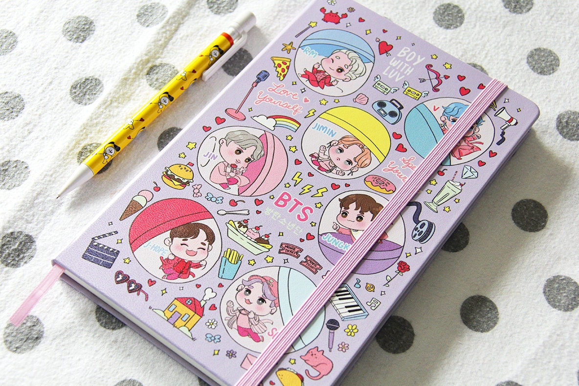 BTS Boy With Luv! Leather Notebook Sketchbook Dotted Paper