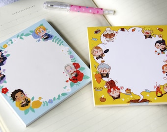 Fire Emblem Three Houses Floral and Blue Lions Cooking Crew! 4x4 in. Memo Pad/ Note Pad
