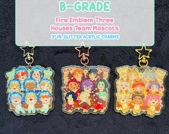 B-GRADE // Fire Emblem Three Houses Team Mascots Glitter Charms: Blue Lions/ Black Eagles/ Golden Deer