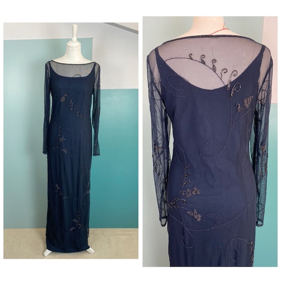 90s Embroidered Tulle Two Pieces Dress - Size M