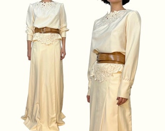 XS/S | 70s Blouse and Skirt Wedding Dress