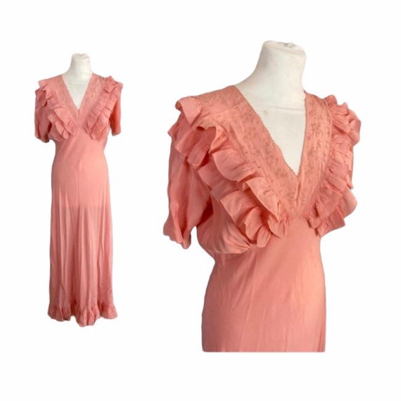 30/40s Silk Long Nightgown - M/L