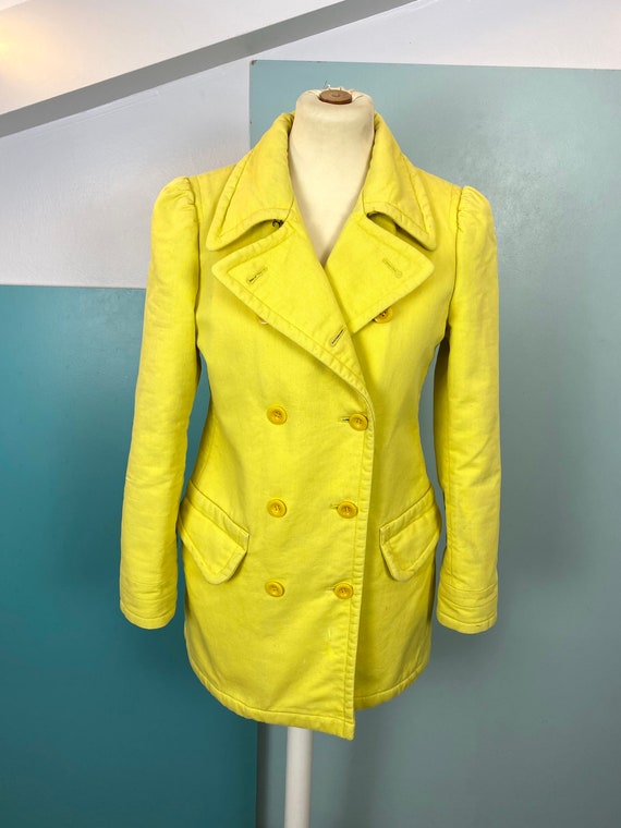 XS MIU MIU 90s Yellow Peacoat - Etsy