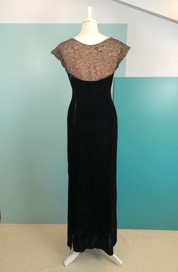 Size M | 20s/30s Lace and Silk Velvet Long Dress - image 8