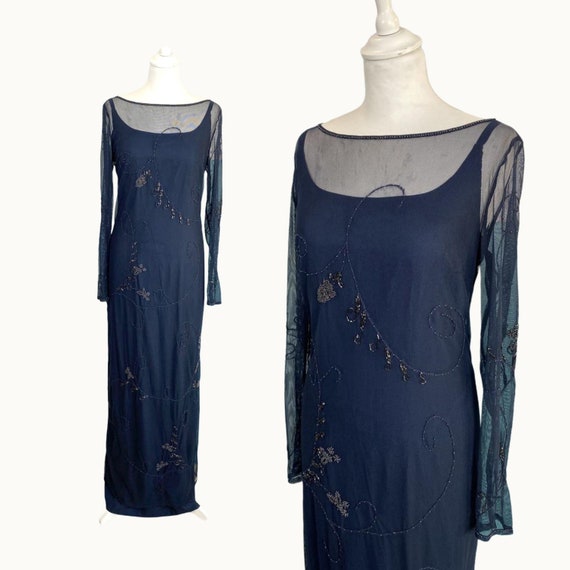 90s Embroidered Tulle Two Pieces Dress - Size M