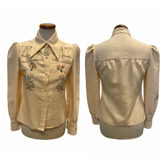70s Does 40s Embroidered Shirt - Size D