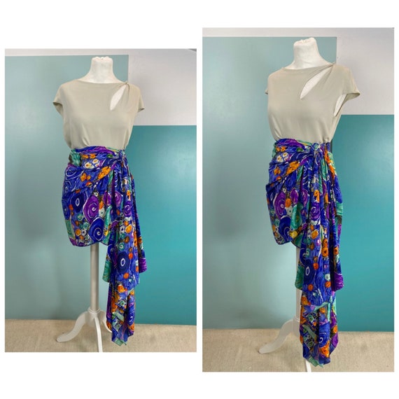 80s Silk Mini Skirt - Size S