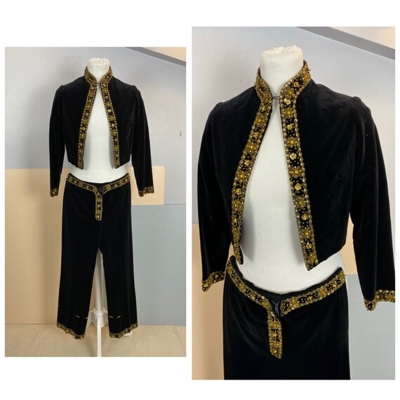 60s Cotton Velvet Pants Set - Size XS