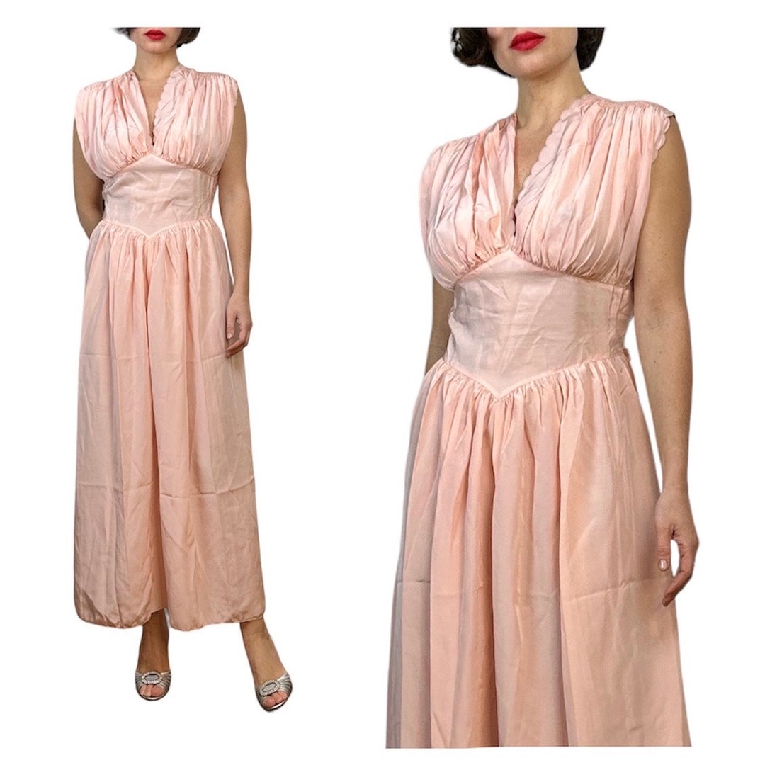 S/M 30s/40s Pink Silk Nightgown Etsy UK