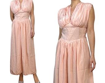 S/M | 30s/40s Pink Silk Nightgown