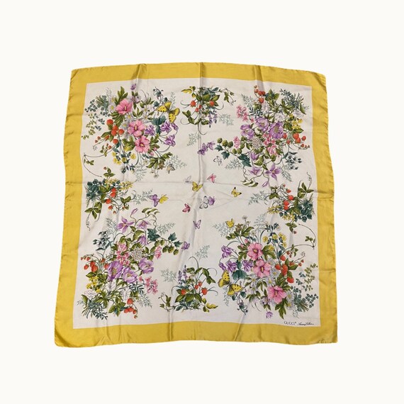 GUCCI - 70s Flowers And Butterflies Silk Scarf