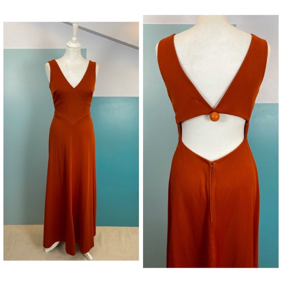 70s Backless Long Dress - Size L
