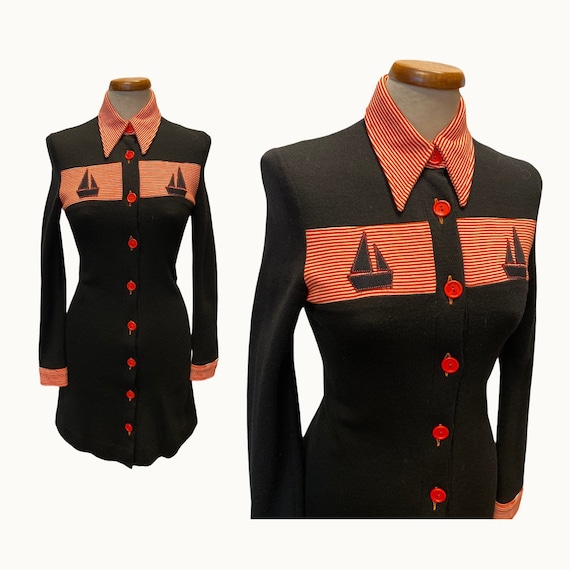 60s Wool Blend Mini Dress - Size XS