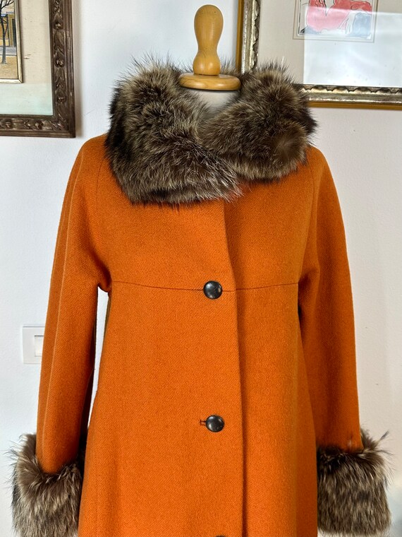 S/M | CURIEL - 70s Wool and Fur Flared Coat - image 9