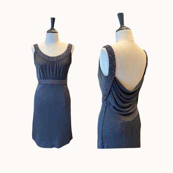 60s Jersey and Beads Backless Dress - Size S