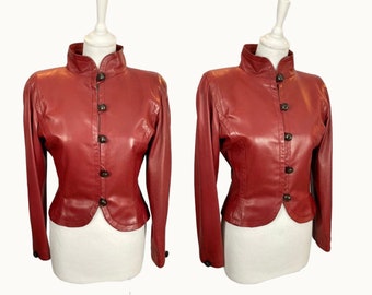 Size S | SAINT LAURENT - 80s Rive Gauche Leather Cropped Jacket