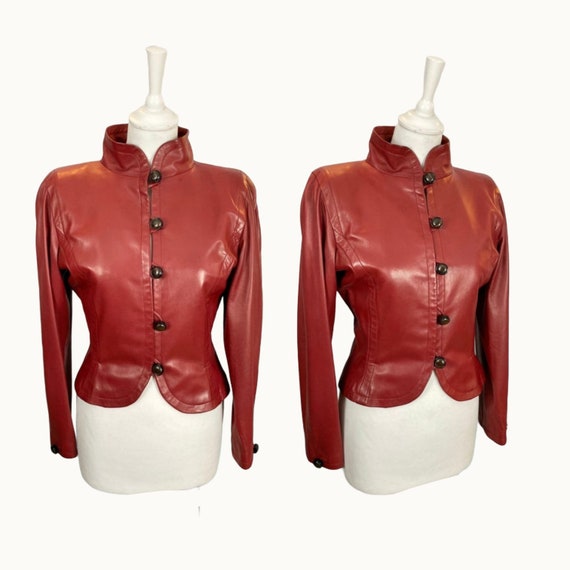 Saint laurent red leather jacket top