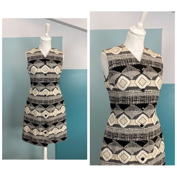 60s Printed Cotton Dress - M