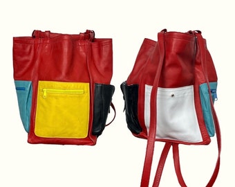EVE - 80s Colorful Leather Backpack / Handbag