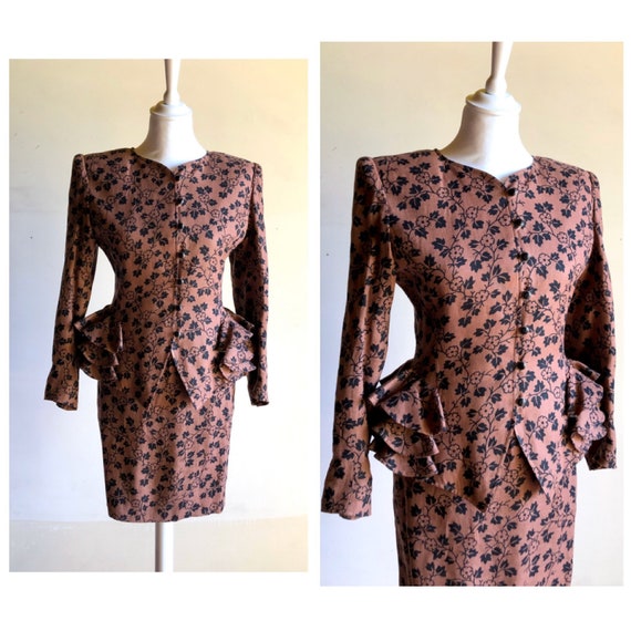 UNGARO - 80s Ungaro Peplum Suit - Size S