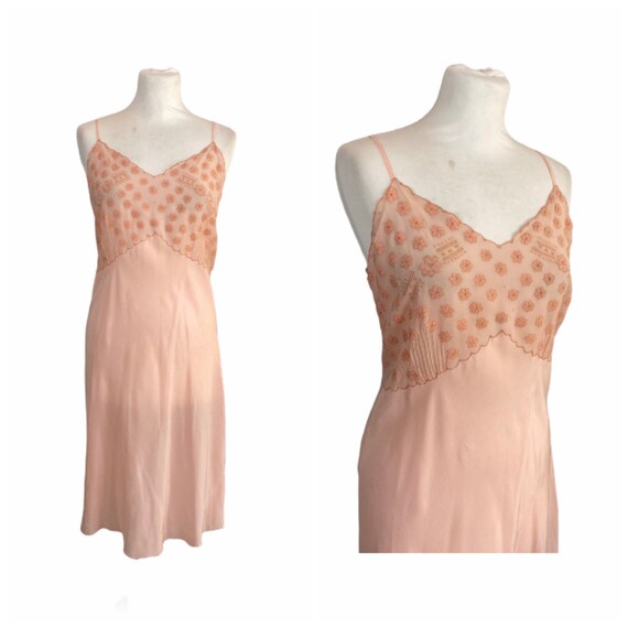 60s Pink Silk Slip - M