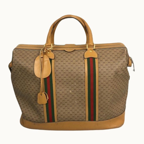 GUCCI - 80s Gucci Monogram Canvas and Leather Trav