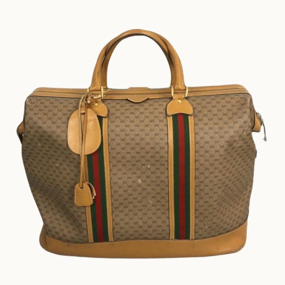 GUCCI - 80s Gucci Monogram Canvas and Leather Travel … - Gem