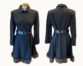 L | 70s Full Skirt Wool Coat