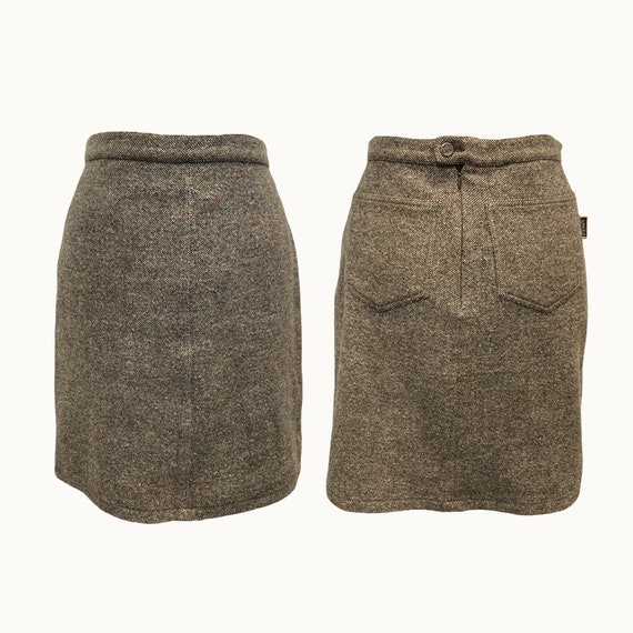 FENDI - 80s Wool Blend A Line Skirt - Size M
