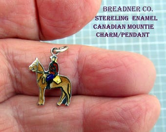 Vintage Royal Canadian Mountie Sterling Silver & Enamel Charm/Pendan